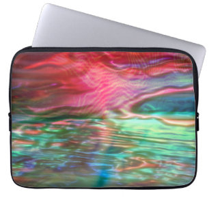 Housse Pour Ordinateur Portable Texture virtuelle rose et verte nacrée