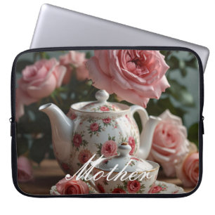 Housse Pour Ordinateur Portable Thé Rose de chou rose