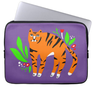 Housse Pour Ordinateur Portable Tigre à flowers