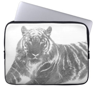 Housse Pour Ordinateur Portable Tigre noir et blanc
