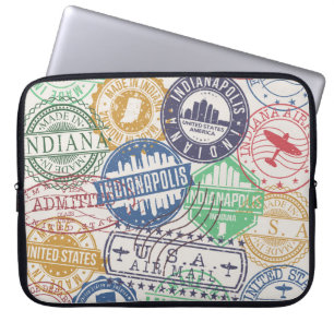 Housse Pour Ordinateur Portable Timbres d'Indianapolis : Sceau de voyage.