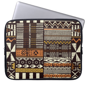 Housse Pour Ordinateur Portable tissu tribal africain, vintage abstrait.