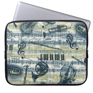 Housse Pour Ordinateur Portable Tôle vintage Motif de musique