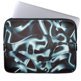 Housse Pour Ordinateur Portable Tons d'argent bleu sur bandes abstraites foncé t