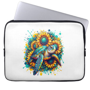 Housse Pour Ordinateur Portable Tortue tournesol