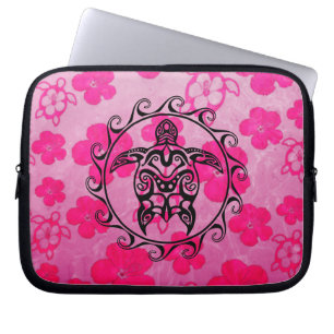 Housse Pour Ordinateur Portable Tortue tribale noire