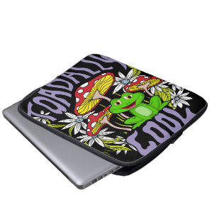 Housse Pour Ordinateur Portable Totalement cool typographie florale et grenouille 