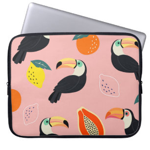 Housse Pour Ordinateur Portable Toucan aux fruits tropicaux Abstraits