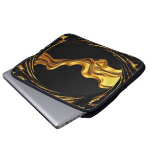 Housse Pour Ordinateur Portable Tourbillon Opulent Liquide Or Noir Monochro Chréti