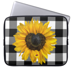 Housse Pour Ordinateur Portable Tournesol du coeur avec coccinelle