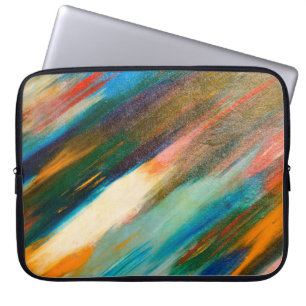 Housse Pour Ordinateur Portable Tracées d'aquarelle multicolores longues en diagon