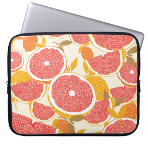 Housse Pour Ordinateur Portable Tranches de pamplemousse avec Feuilles