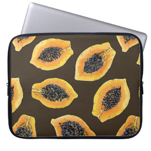 Housse Pour Ordinateur Portable Tranches de Papaya sur brun foncé