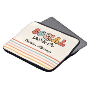 Housse Pour Ordinateur Portable Travailleur social rétro personnalisé