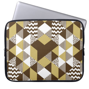 Housse Pour Ordinateur Portable Triangle transparent : mode doré géométrique.