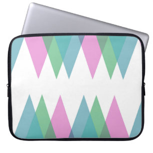 Housse Pour Ordinateur Portable Triangles rose et vert