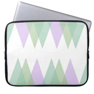 Housse Pour Ordinateur Portable Triangles vert et lilas