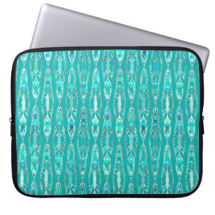 Housse Pour Ordinateur Portable Tribal Batik - Turquoise et Aquamarine