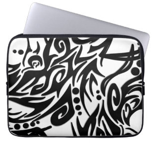 Housse Pour Ordinateur Portable Tribal noir abstrait
