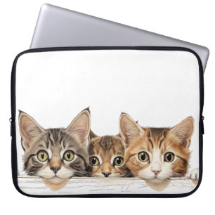 HOUSSE POUR ORDINATEUR PORTABLE TRIO DE CUTE CUTE KITTY CADRES SURPLOMBANT SUR LA