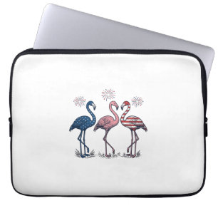 Housse Pour Ordinateur Portable Trio de flamants patriotiques dessin de gravure vi