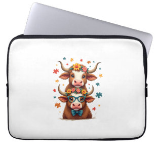 Housse Pour Ordinateur Portable Trio de vaches des Highlands autistes vintage rega