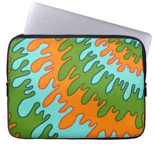 Housse Pour Ordinateur Portable Trippy Green Orange Liquid Dripe Motif Y2K