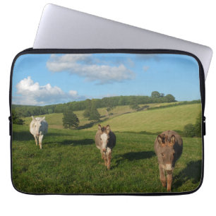 Housse Pour Ordinateur Portable Trois ânes dans une photo de terrain
