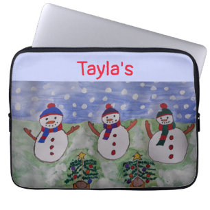 Housse Pour Ordinateur Portable Trois Snowmen de Noël Sleeve ordinateur portable