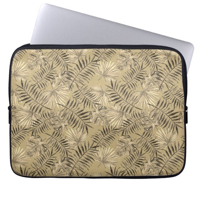 Housse Pour Ordinateur Portable Tropical Palm Tree Feuille Motif Gold (Devant)