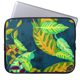 Housse Pour Ordinateur Portable Tropical Tie Dye Blue Gouache. Motif tropical. G