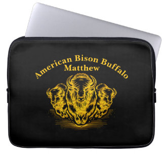Housse Pour Ordinateur Portable Troupeau de bisons dorés dans un cadre de prairie