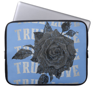 Housse Pour Ordinateur Portable True Love Rose Romantique Saint Valentin B&W