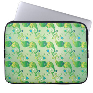 Housse Pour Ordinateur Portable Tulipe verte Abstraite, modèle floral