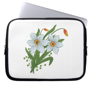 Housse Pour Ordinateur Portable Tulipes et fleurs de jonquilles