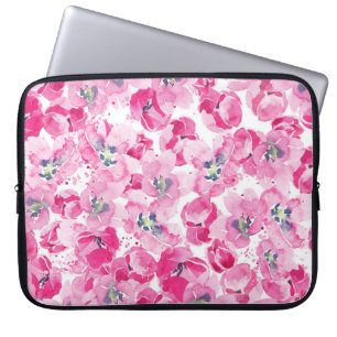Housse Pour Ordinateur Portable Tulips aquarelle : conception de carte dessinée à