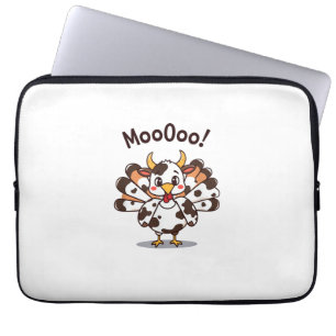 Housse Pour Ordinateur Portable Turquie Moo Costume de vache mignonne Thanksgiving