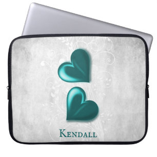 Housse Pour Ordinateur Portable Turquoise Coeur Portable Personnalisé