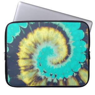 Housse Pour Ordinateur Portable Turquoise spirale Abstraite. Tye Dye Chemise Cercl