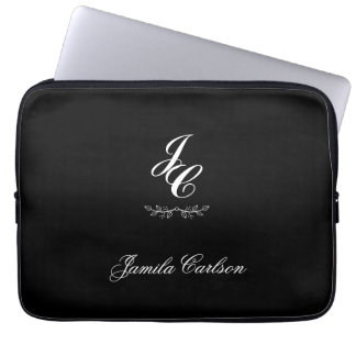 Housse Pour Ordinateur Portable typographie classique minimale monogrammée