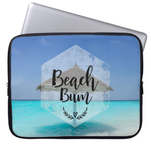 Housse Pour Ordinateur Portable Typographie de cloche de plage - Parapluie sur la