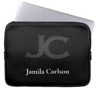 Housse Pour Ordinateur Portable typographie monogramme manche portable minimale