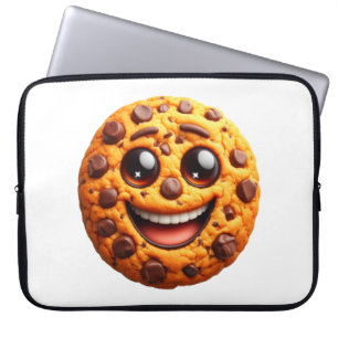 Housse Pour Ordinateur Portable Un biscuit souriant.