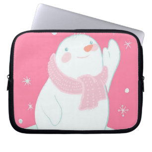 Housse Pour Ordinateur Portable Un bonhomme de neige atteignant pour un flocon de