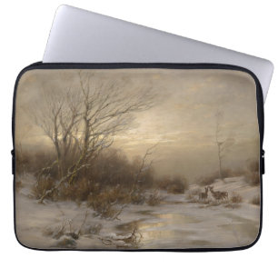 Housse Pour Ordinateur Portable Un cerf dans un paysage hivernal - Désiré Thomassi