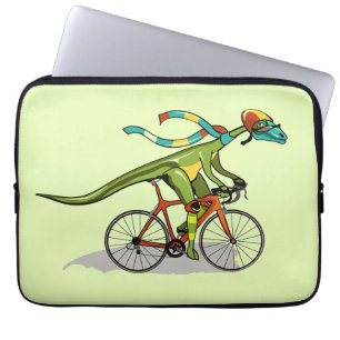 Housse Pour Ordinateur Portable Un Dinosaure Anabisetia À Vélo.