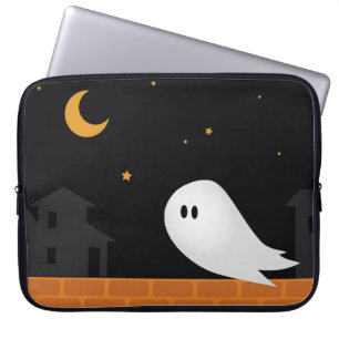 Housse Pour Ordinateur Portable Un fantôme de dessin animé errant en ville la nuit