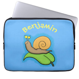 Housse Pour Ordinateur Portable Un mignon escargot heureux sur une illustration d'