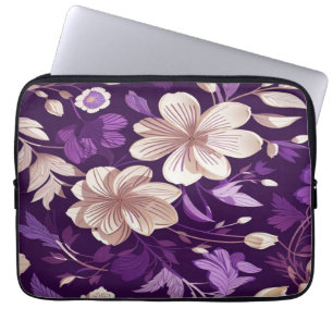 Housse Pour Ordinateur Portable Un motif floral avec arrière - plan violet