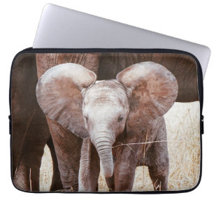 Housse Pour Ordinateur Portable Un petit éléphant mignon africain avec maman